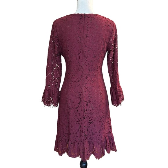 NWT Lulus Flair-est of Them All Plum Purple Lace Flounce Sleeve Dress SZ Small - Picture 5 of 10